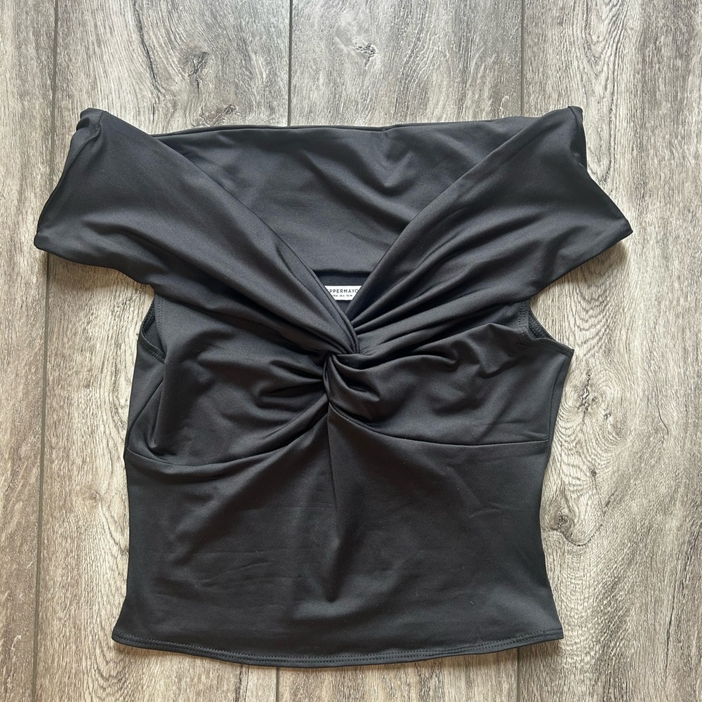 Peppermayo Black Twist Front Blouse